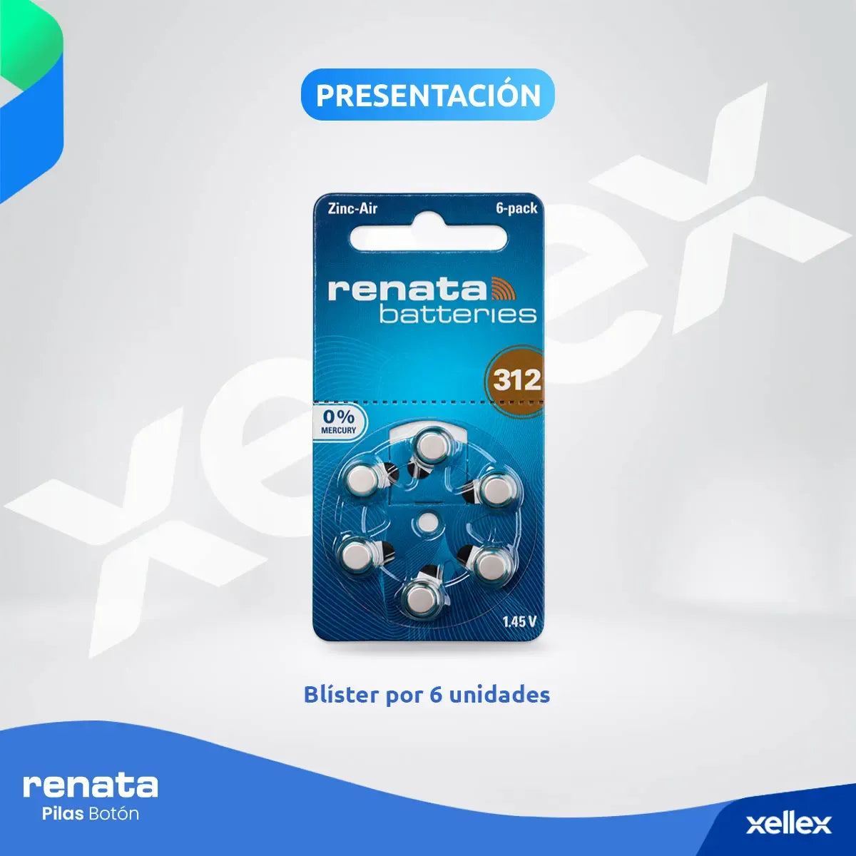Pilas Audifono 312 Renata Pr41 Marrón Blister X 6 Unidades