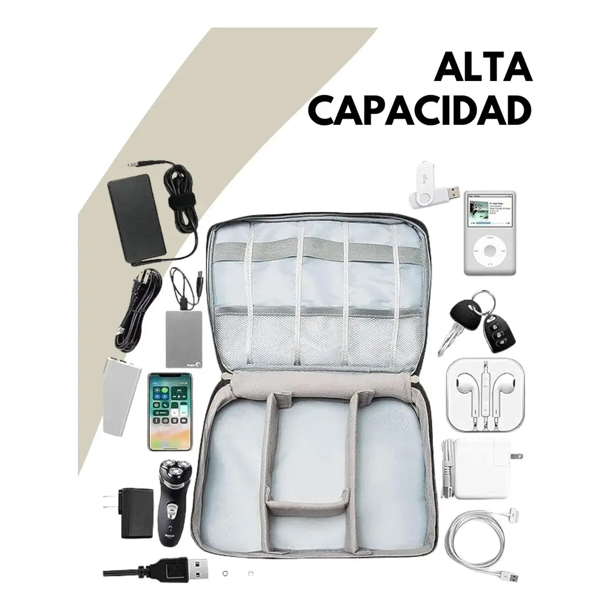 Bolso Organizador De Viaje Mochilas Valijas Cables Neceser Negro