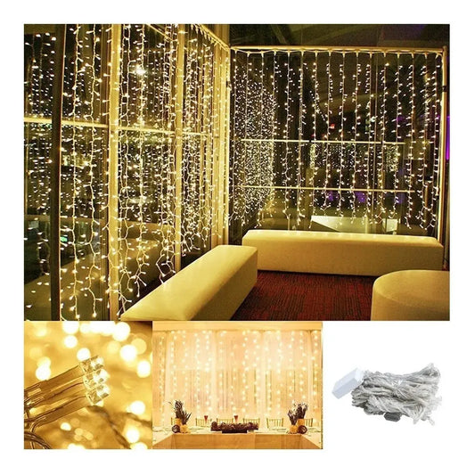 Cortina Led 320 Luces 16 Tiras 3x3 Mts 220v Interconectable