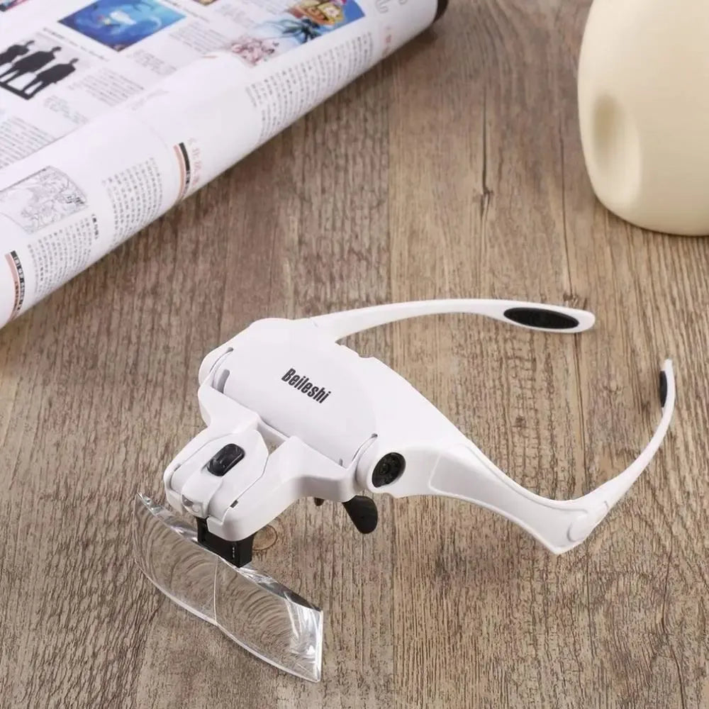 Vincha Lupa Luz Led Ajustable Multiuso 5 Lentes Manos Libres