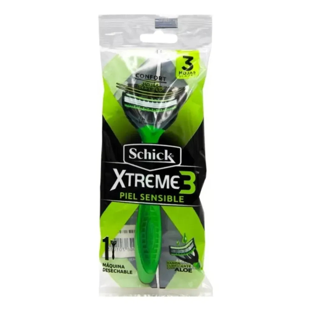 Afeitadora desechable Schick Xtreme3 piel sensible 3 hojas con banda lubricante