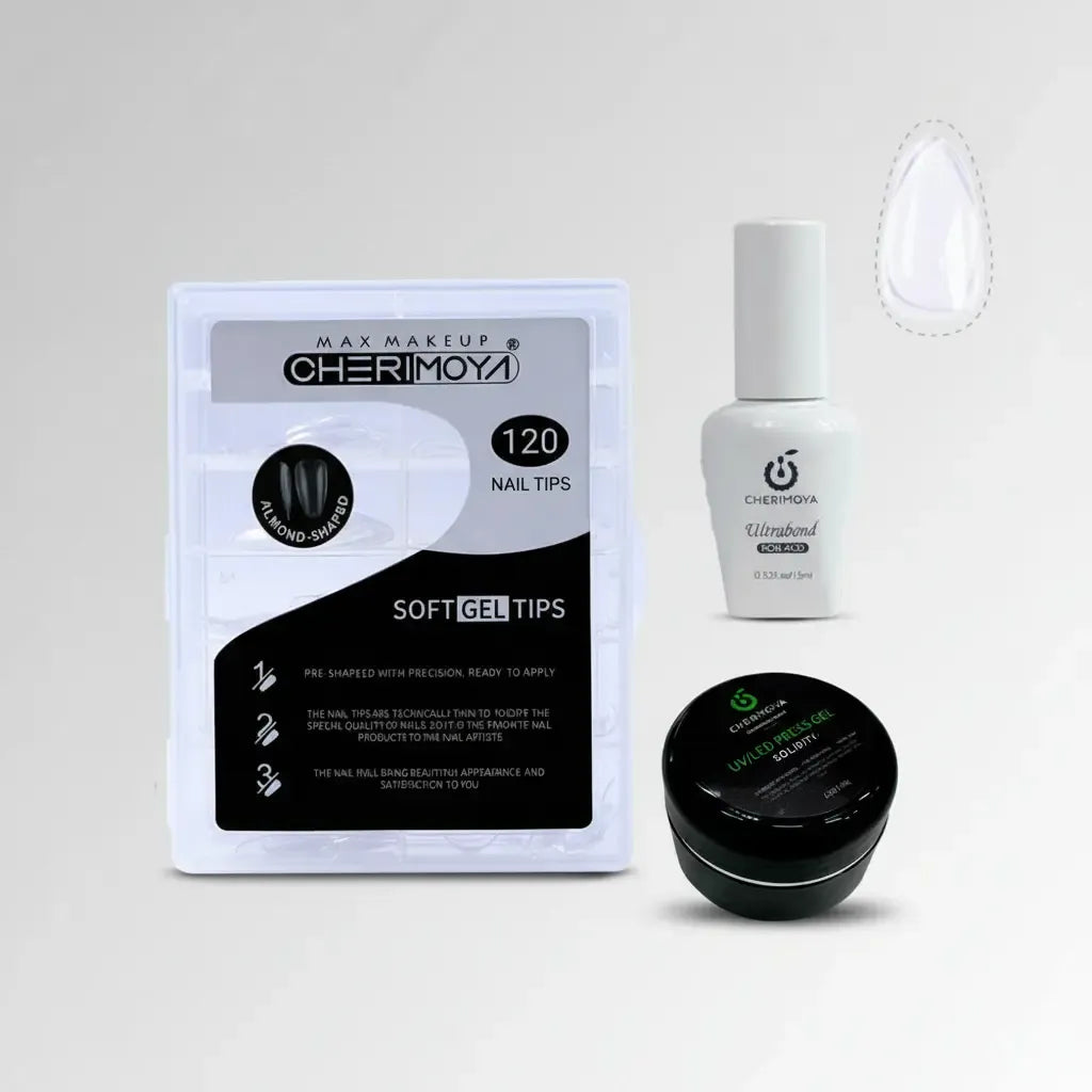 Kit Soft Gel Cherimoya Ultrabond + Tips + Gel Solido