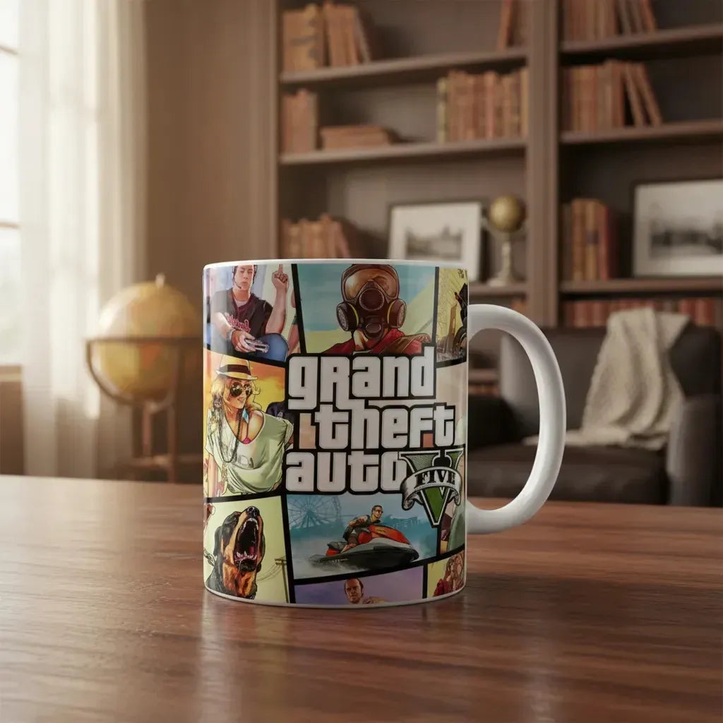 Taza De Ceramica - Gta 5 - Grand Theft Auto -video Juegos Blanco Gta V