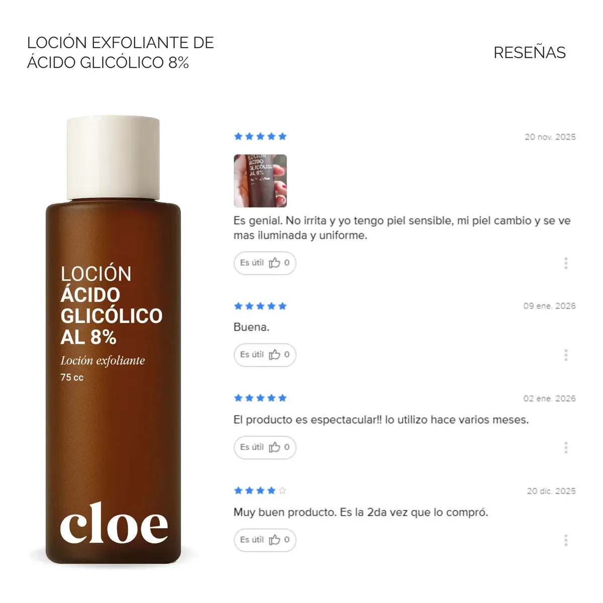 Loción Exfoliante Antimancha Con Ácido Glicólico Cloe 75 Ml