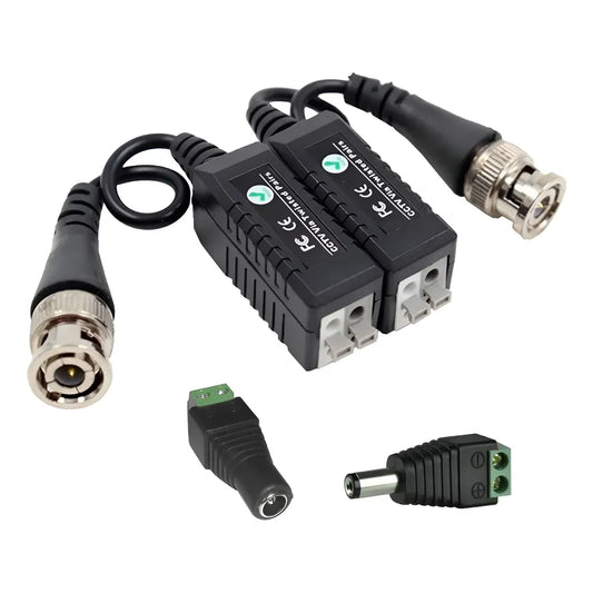 Pack Par Balun + Plug Macho + Hembra Camara Cctv Utp