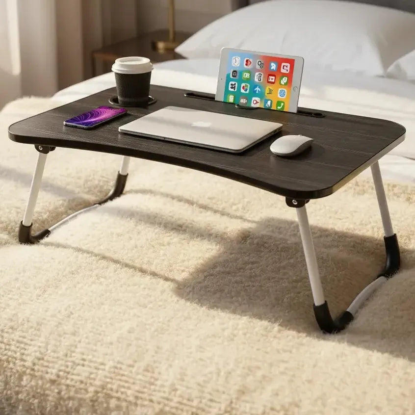 Mesa Bandeja Para Cama Plegable Desayunadora Tablet Notebook Levys Bazar Color Negro Rayado