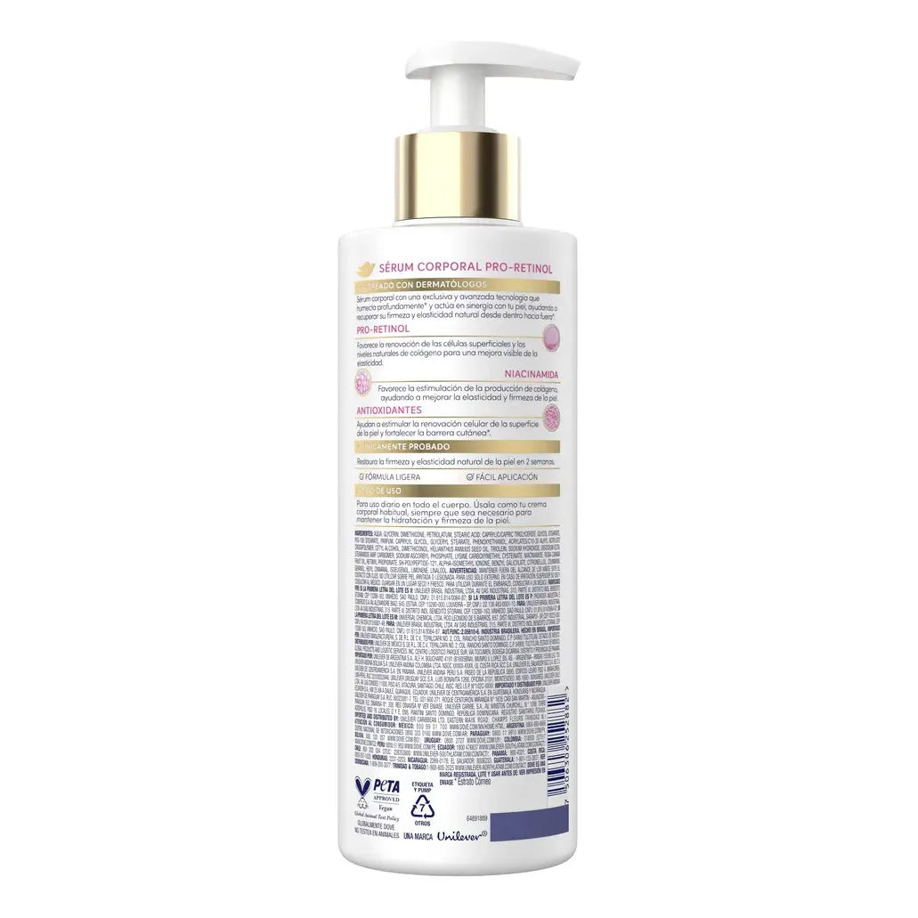 Dove Sérum Corporal Pro-Retinol Reafirmante, Recupera Elasticidad e Hidratación, 400 ml