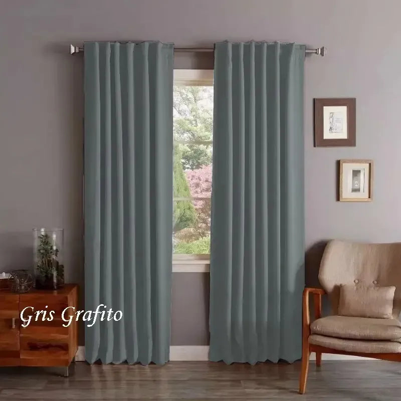 Juego De Cortinas Blackout Textil Presillas Ocultas !