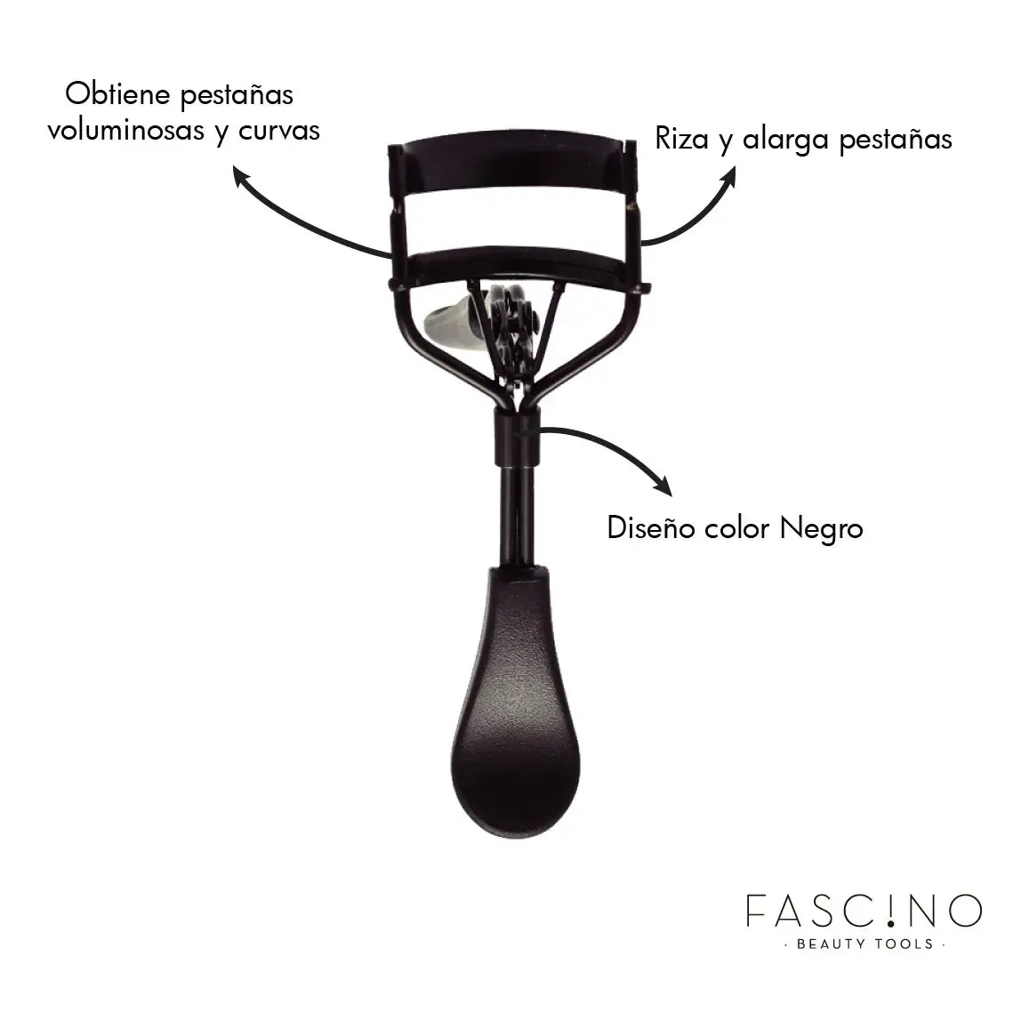 Arqueador De Pestañas De Acero Negro Premium Fascino