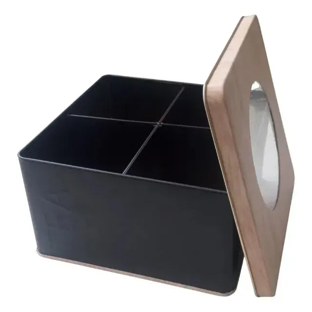 Lata Té 4 Divisiones con visor Nórdica Negro