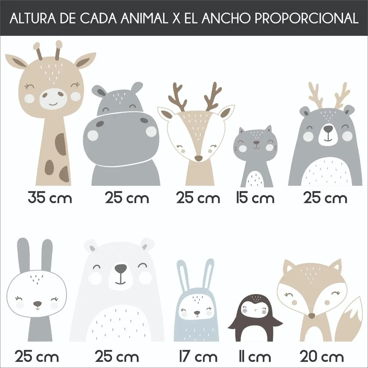 Vinilo Infantil Animales Nórdicos X 10 Uni C Estrellas Chico