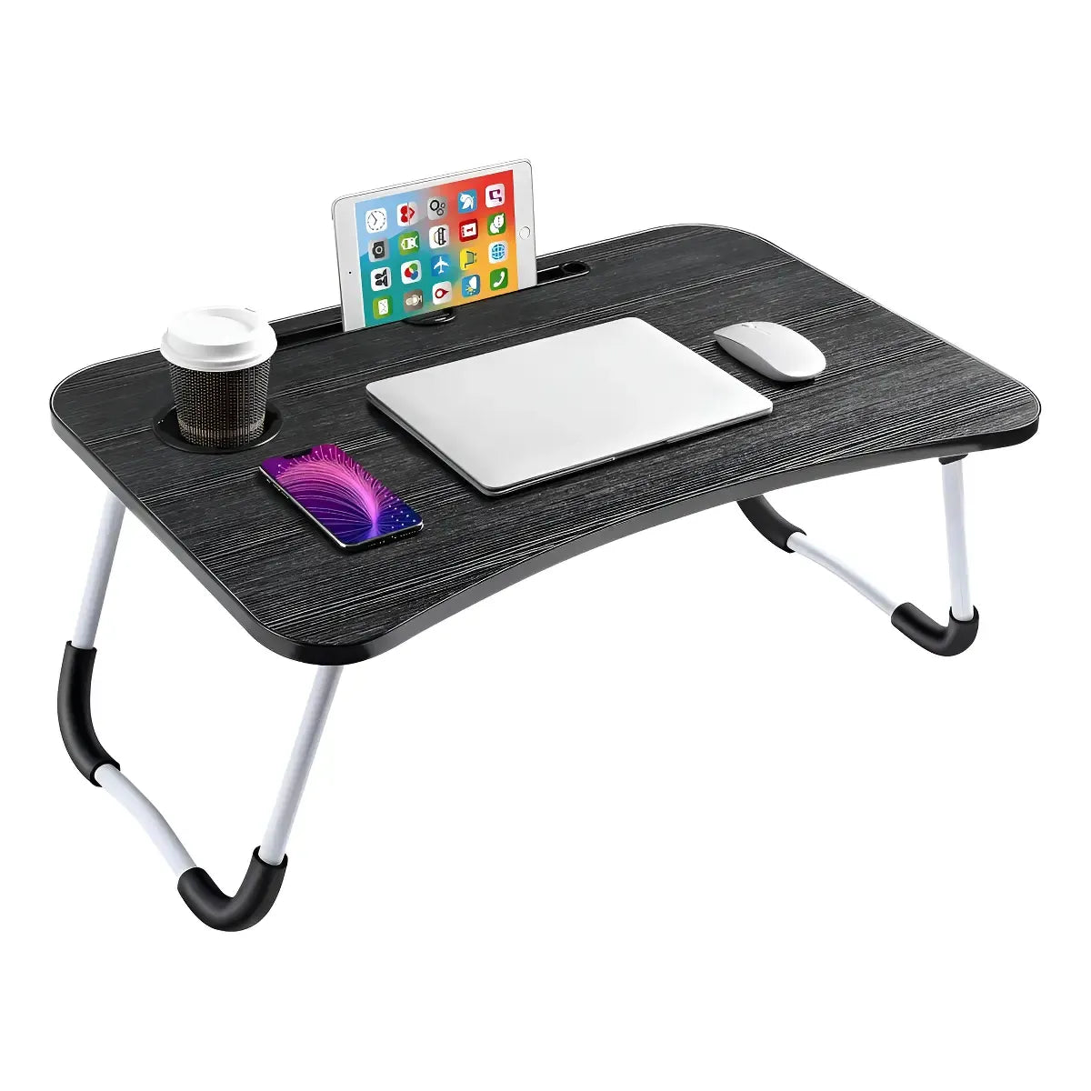 Mesa Bandeja Para Cama Plegable Desayunadora Tablet Notebook Levys Bazar Color Negro Rayado