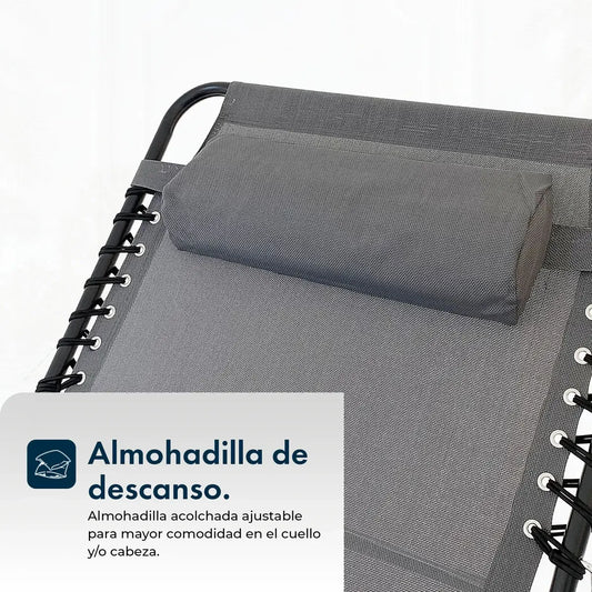 Reposera Catre Gravedad Cero X2 Plegable Pileta Gardenlife Color Gris oscuro