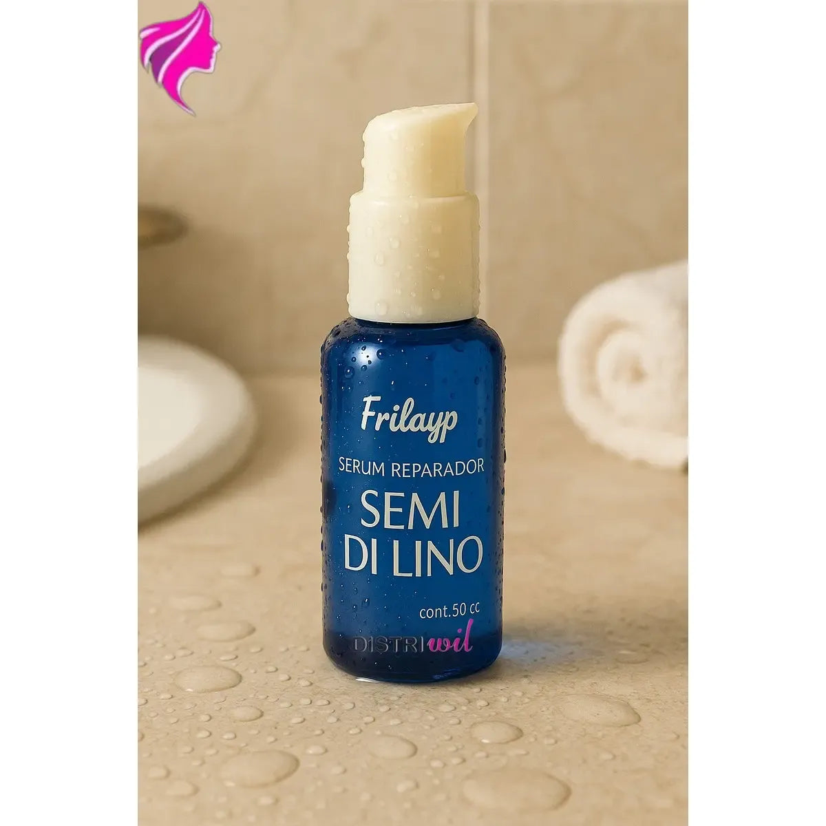 Serum Reparador Semi Di Lino Frilayp X50cc Repara Puntas Reconstruye Fibra Capilar Hidrata Suaviza Nutre Humecta - Ideal Uso Profesional Salon Belleza Peluqueria