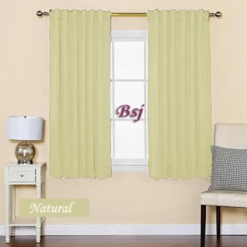 Jgo De Cortinas Blackout Textil 150cm Largo Presillas Oculta Color Natural