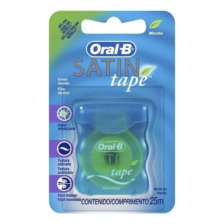 Hilo Dental Oral-b Satin Tape Menta 25 M Hilo Ancho y Plano