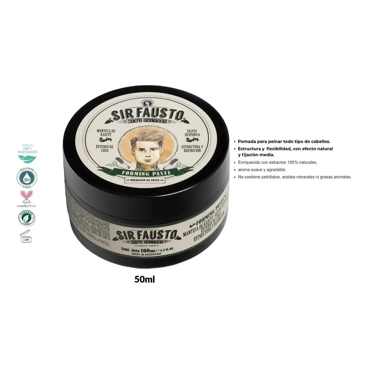 Sir Fausto Men's Culture Forming Paste Cera Modelante X 50ml