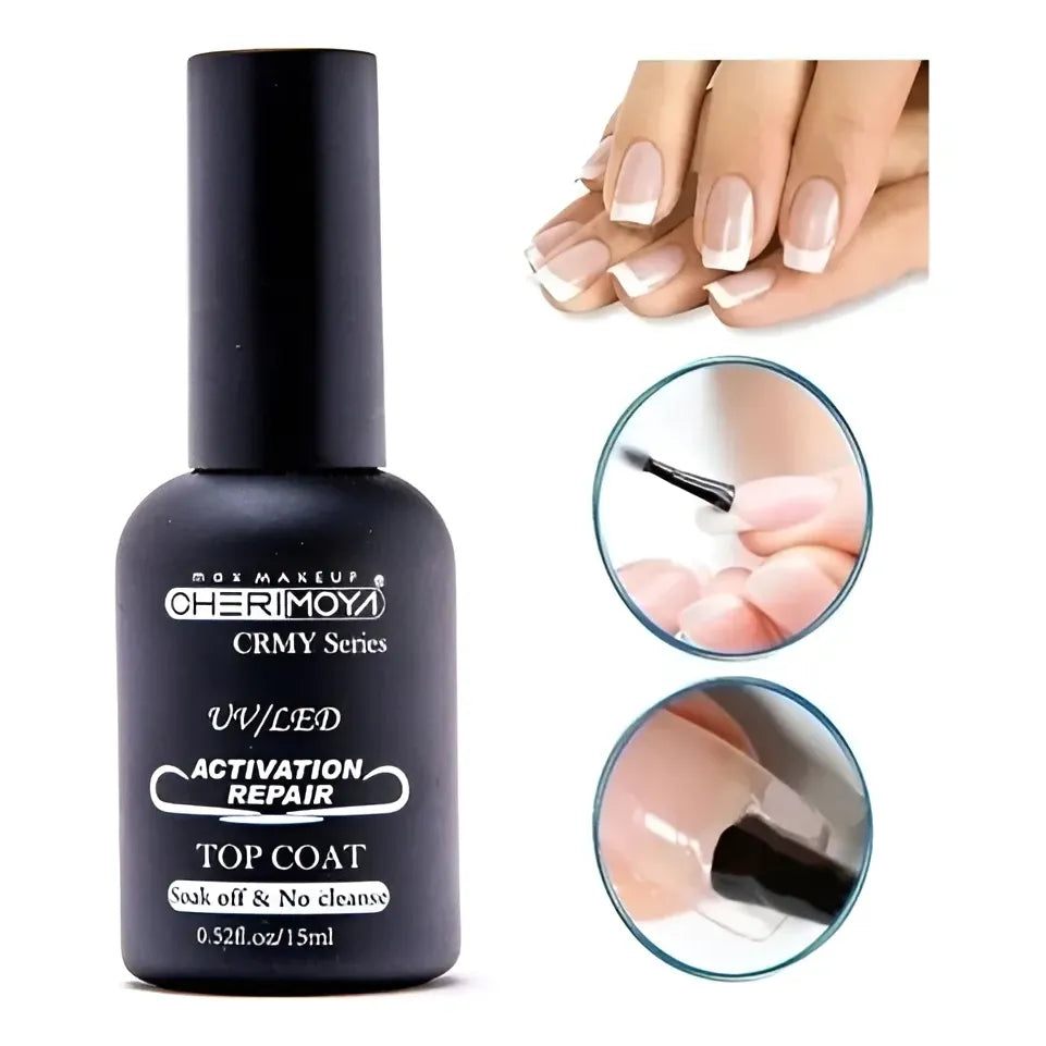 Top Coat Activador de Color Cherimoya con Extra Brillo, 15 mL