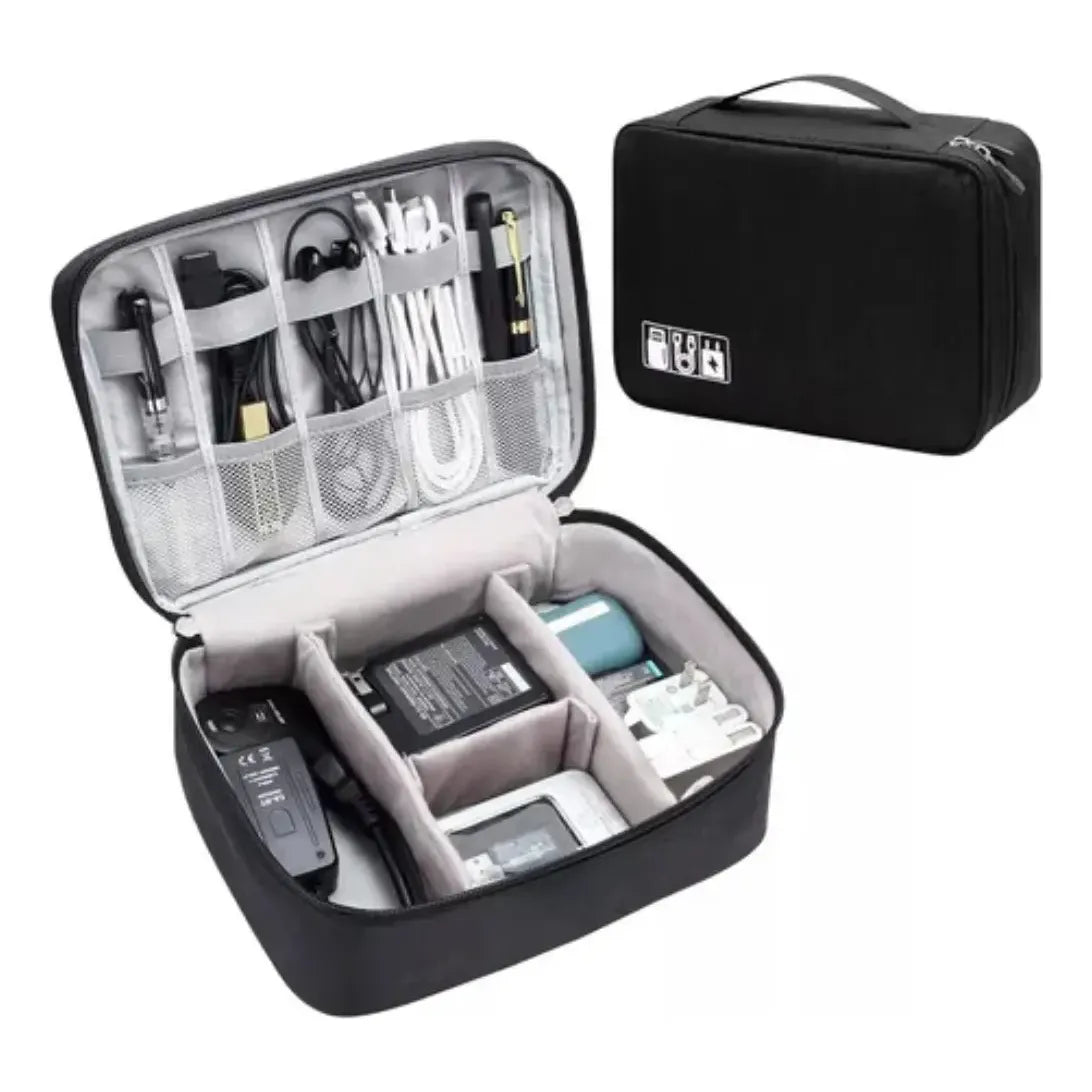 Bolso Organizador De Viaje Mochilas Valijas Cables Neceser Negro
