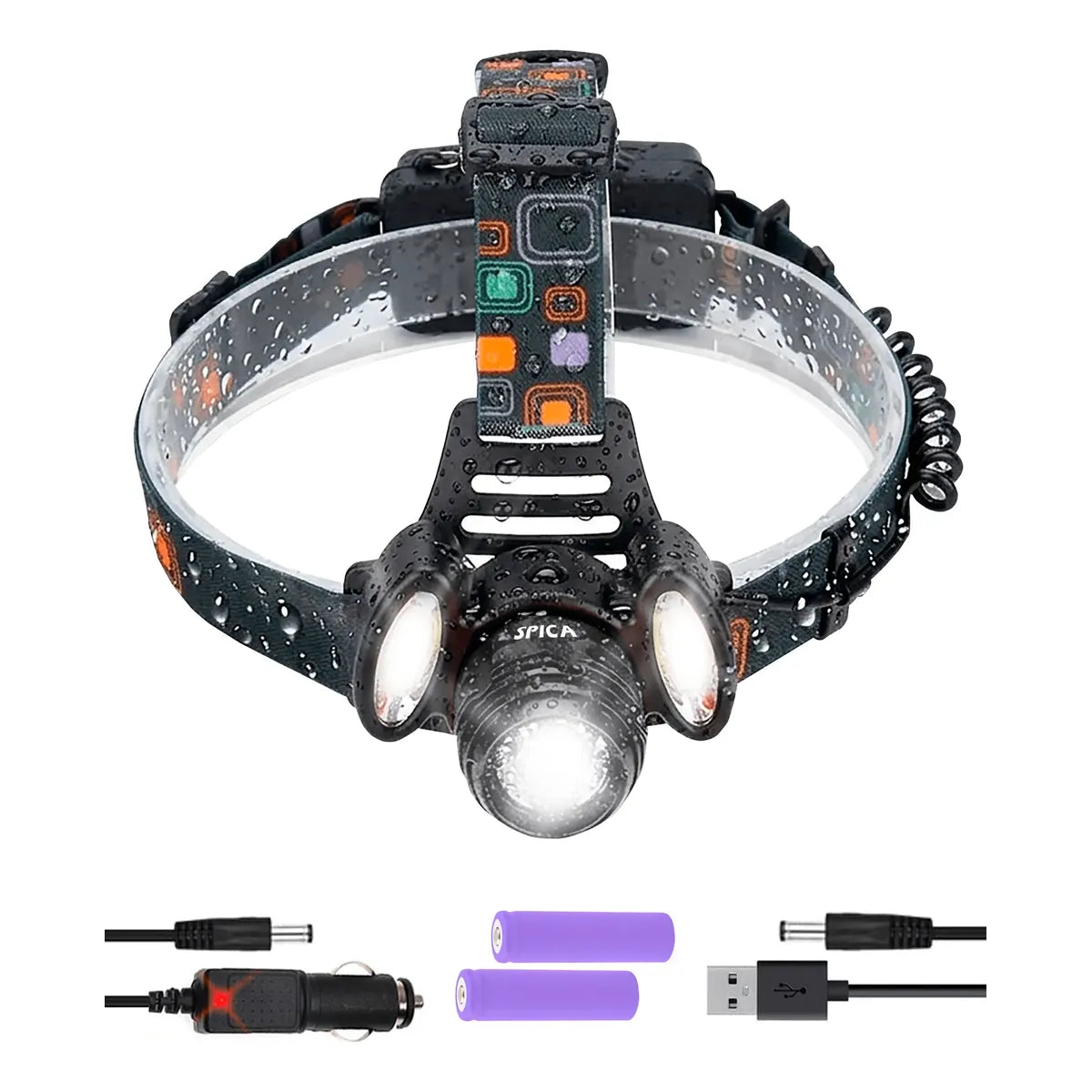 Linterna Minero Vincha Cabeza 3 Leds Cob Bateria Cargador 3