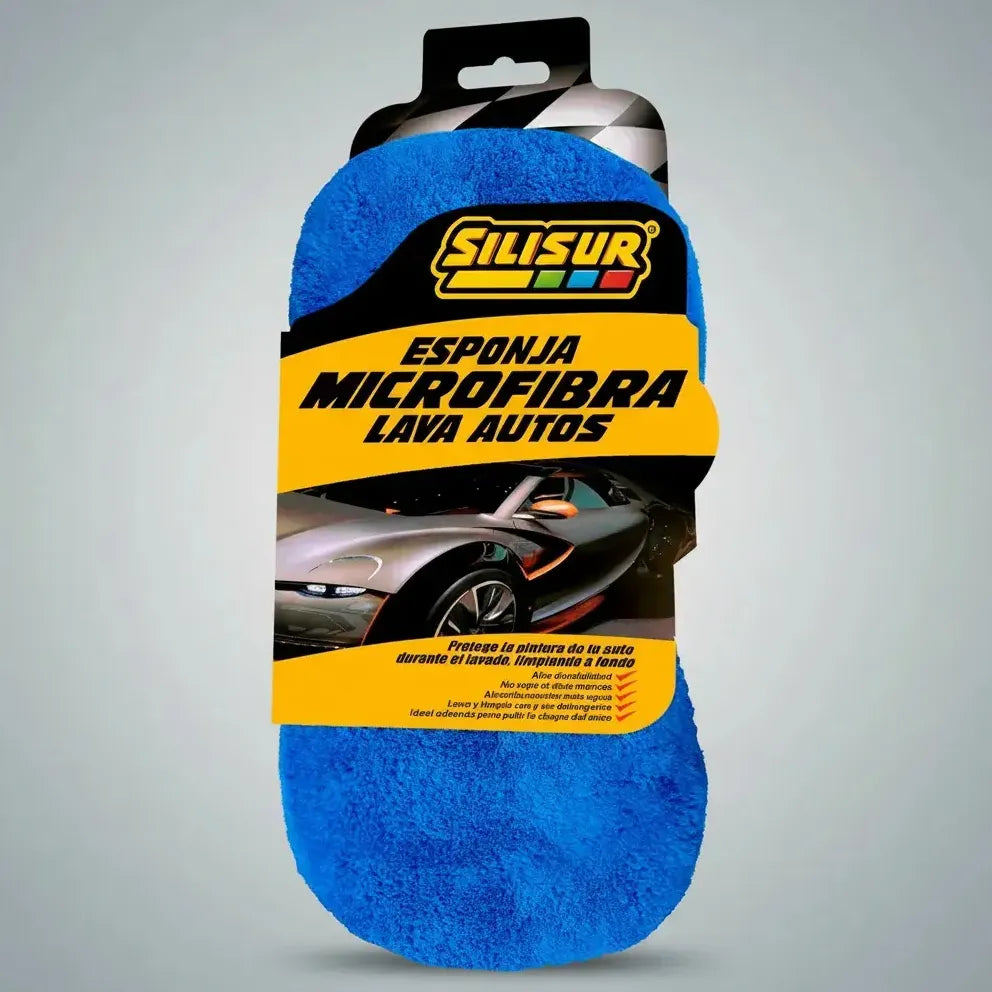 Esponja Para Autos Silisur De Microfibra Absorbente 25x10cm Color Azul