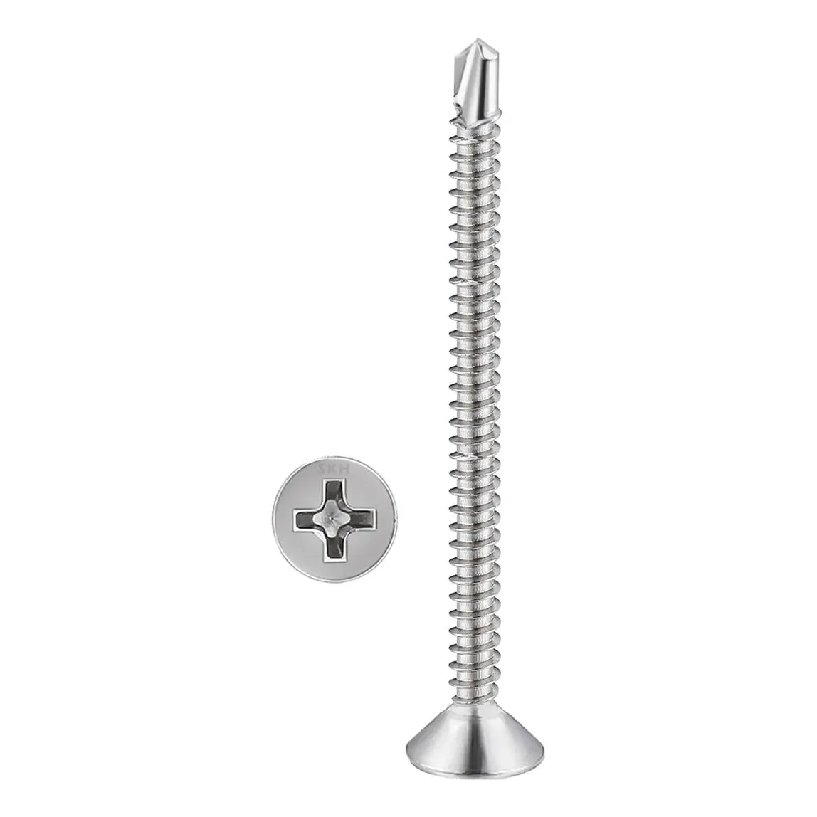 T4 Tornillo Punta Mecha 6x2 (3,5x50mm) Cabeza Fresada Para Perfileria Skyhard Bolsa Por 100 Unidades