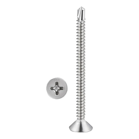 T4 Tornillo Punta Mecha 6x2 (3,5x50mm) Cabeza Fresada Para Perfileria Skyhard Bolsa Por 100 Unidades