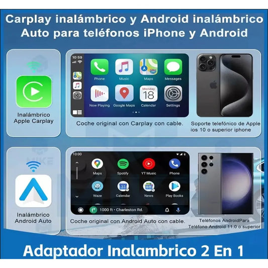 Adaptador Inalámbrico Carplay Android Auto 2 En 1 Switch