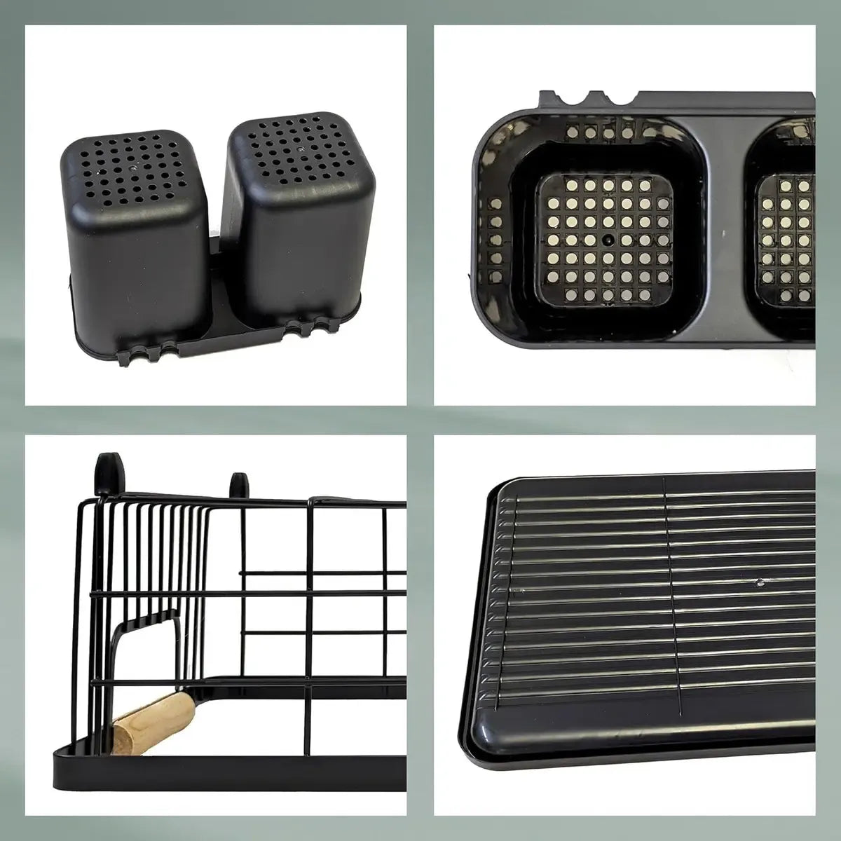 Escurridor Secaplatos Platos Cubiertos Acero Negro Cocina Organizador Vajilla Porta Cubiertos Compacto Resistente Diseño Moderno Levys Bazar Negro