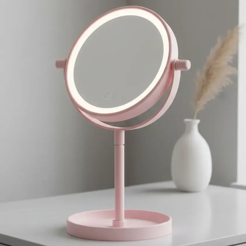Espejo Maquillaje Aro Luz Led Personal Base Mesa Giratorio