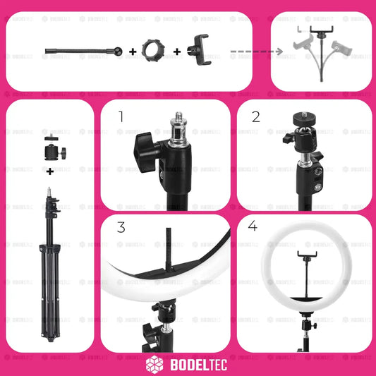 Aro De Luz Led Bodeltec 30cm Con Trípode Extensible 2 Metros