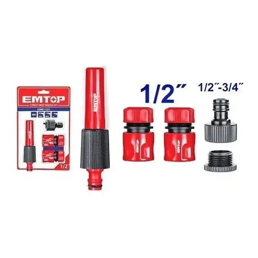Set 5 Piezas Riego Pistola + Acoples 1/2 Para Manguera
