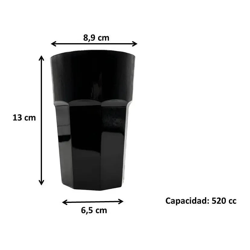 Vaso Plástico Bristol Facetado 520 Cc Bar Gastronomía Pack 6