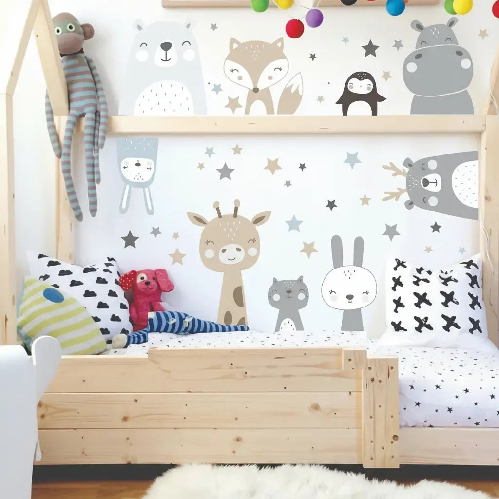 Vinilo Infantil Animales Nórdicos X 10 Uni C Estrellas Chico