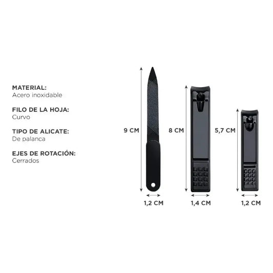 Set 2 Alicates Para Uñas Lima Manicuría Pedicuría Acero Inox