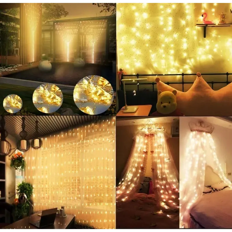 Cortina Led 320 Luces 16 Tiras 3x3 Mts 220v Interconectable
