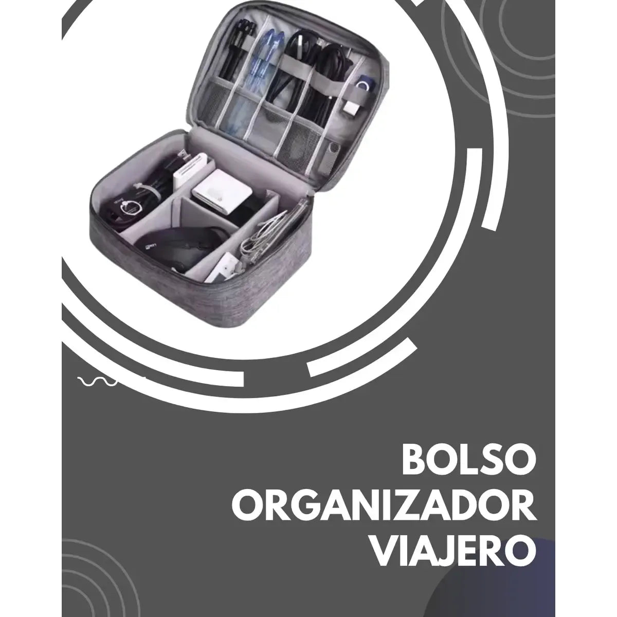 Bolso Organizador De Viaje Mochilas Valijas Cables Neceser Negro
