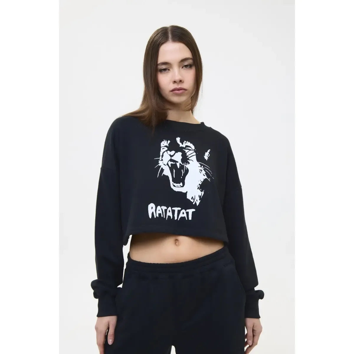 Buzo Crop Ratatat Negro Chermix De Mujer Algodón