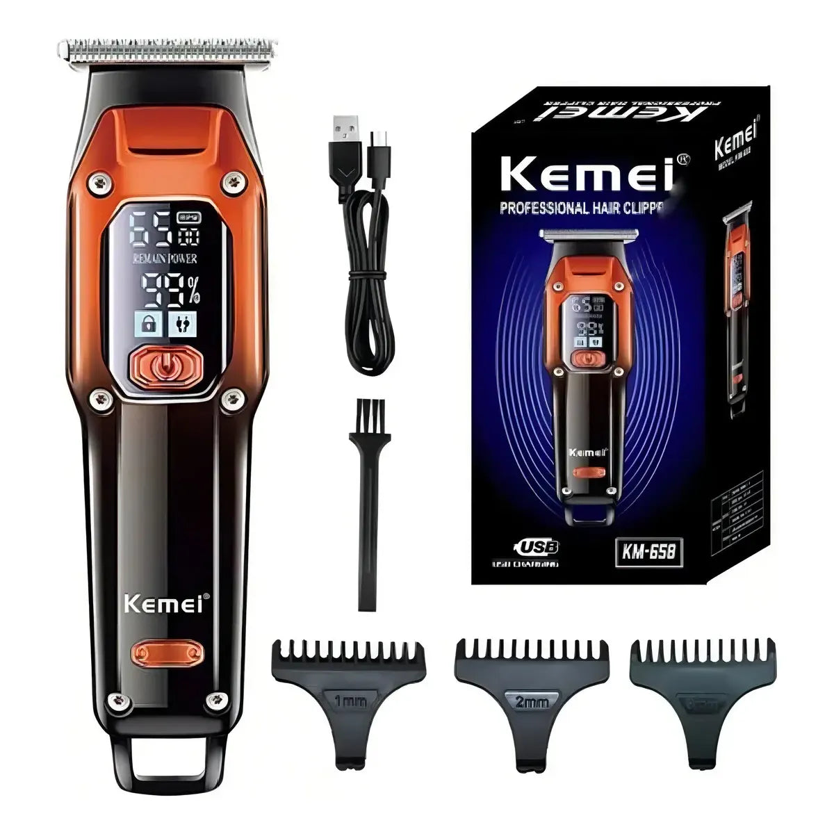 Cortadora de pelo Kemei KM-658 inalámbrica cuchillas autoafilables