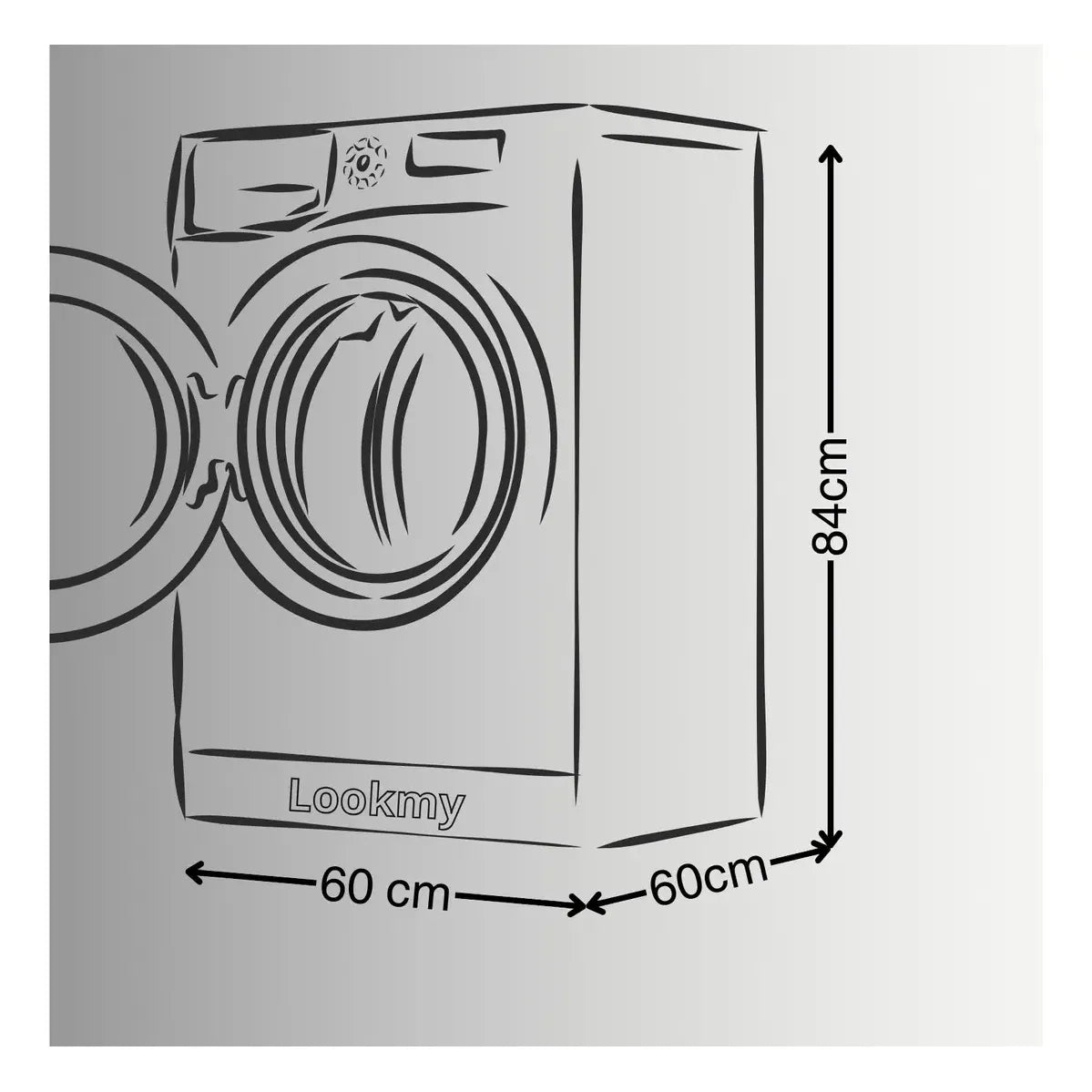 Funda Para Lavarropas Impermeable 60x60 Cm Gris | Cubre Lavarropas Exterior Lookmy | Funda Lavarropas Frontal Con Ajuste |