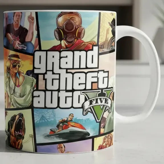 Taza De Ceramica - Gta 5 - Grand Theft Auto -video Juegos Blanco Gta V