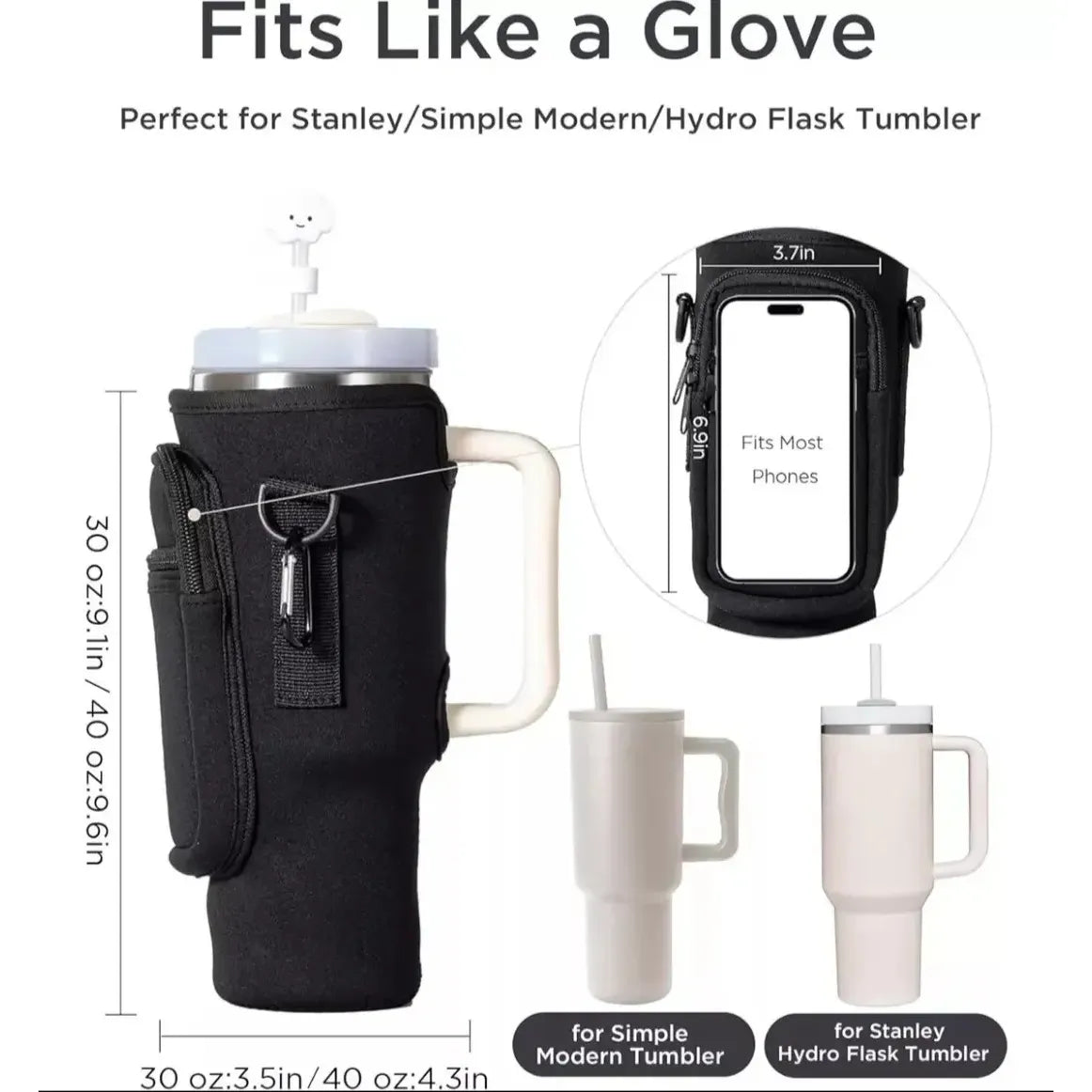 Funda Bolso Vaso Stanley Con Correa Neoprene + Tapas