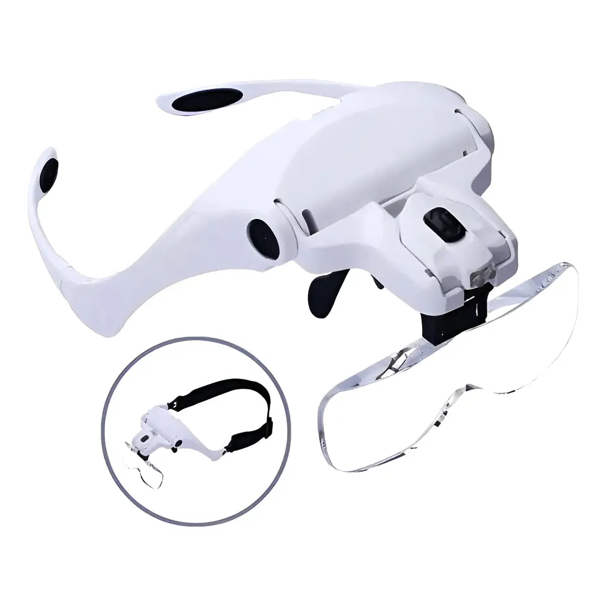 Vincha Lupa Luz Led Ajustable Multiuso 5 Lentes Manos Libres