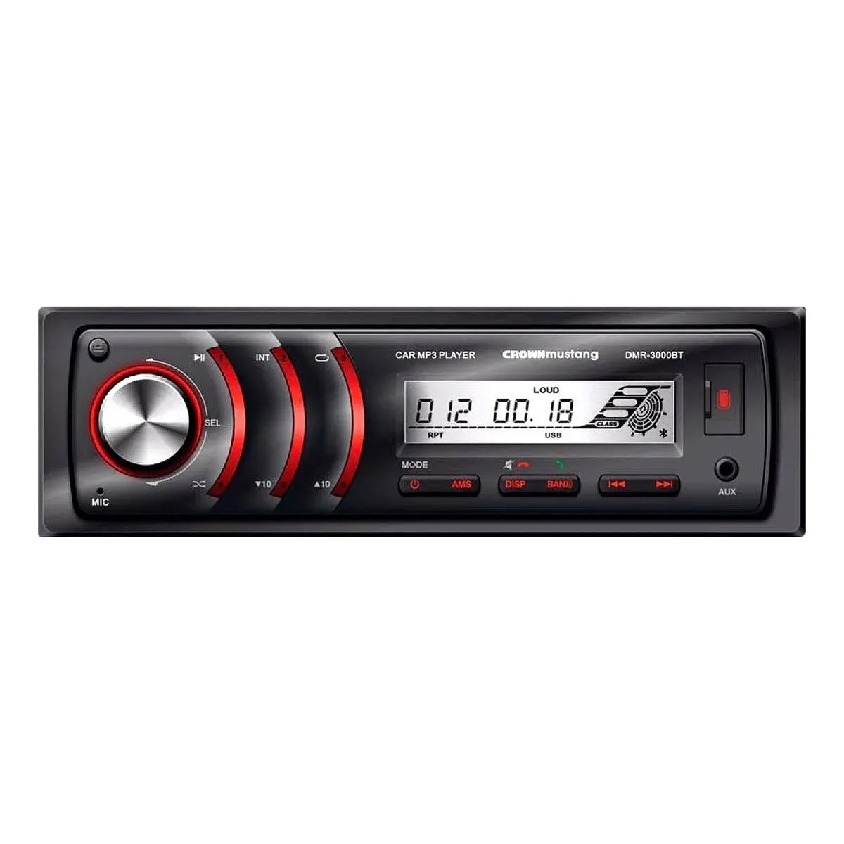 Estéreo Crown Mustang Dmr-3000bt Bluetooth Sin Pantalla MP3 / WMA / WAV Desmontable