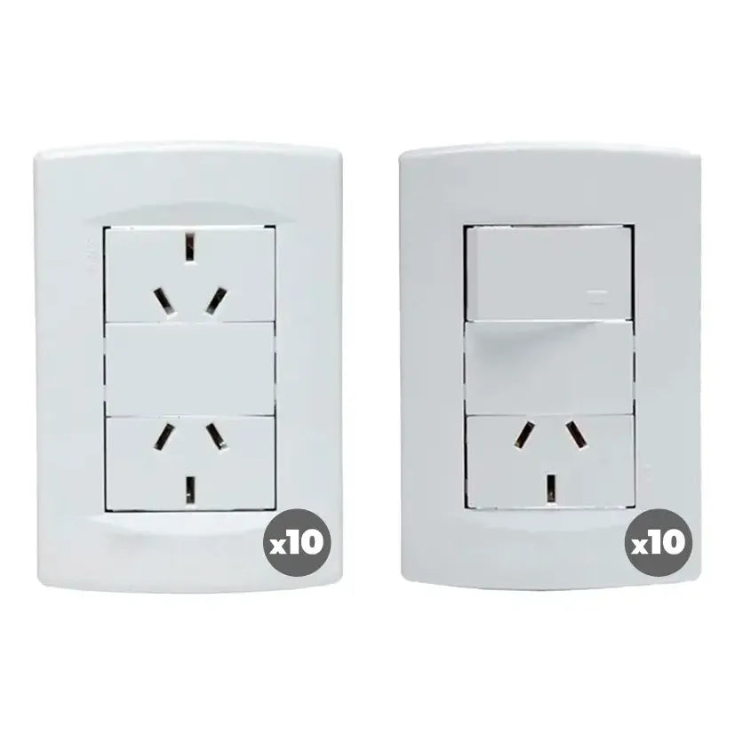 Llave De Luz Armada Sica Línea Life Blanco Pack 10 + 10 Unid