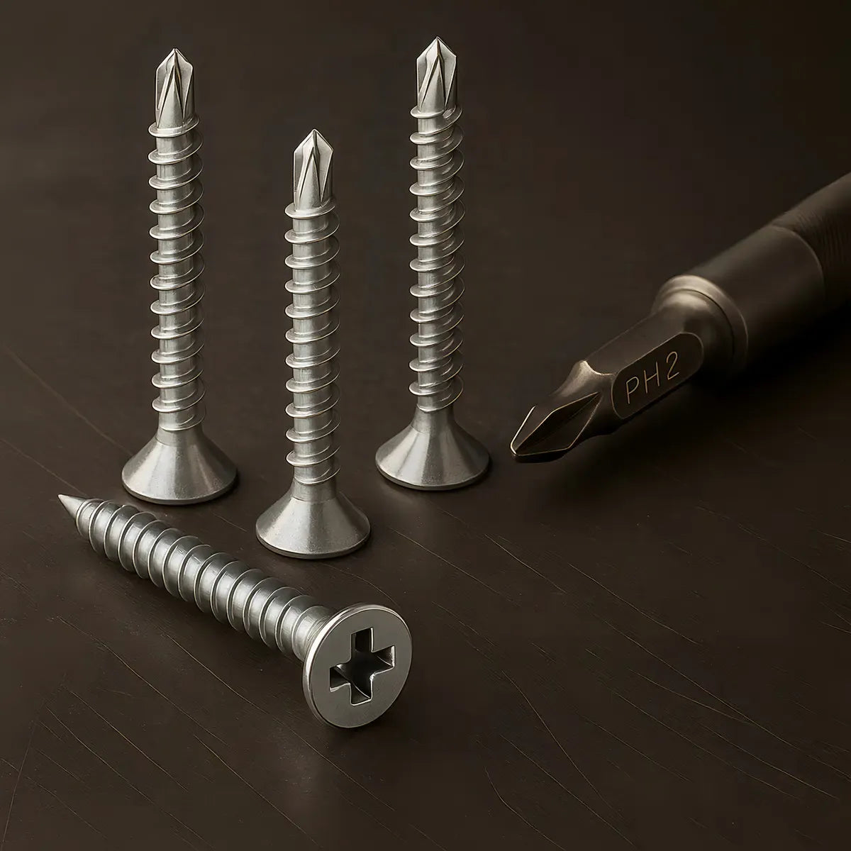 T4 Tornillo Punta Mecha 6x2 (3,5x50mm) Cabeza Fresada Para Perfileria Skyhard Bolsa Por 100 Unidades