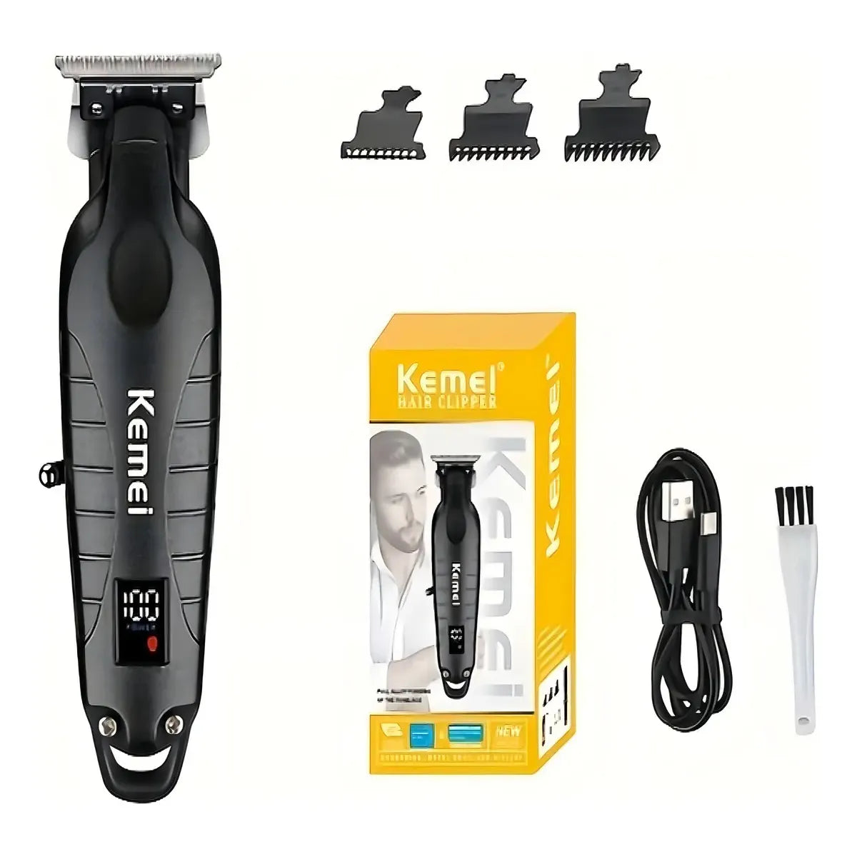 Cortadora de Pelo Inalámbrica Kemei KM 2293 Acero Inoxidable Negro