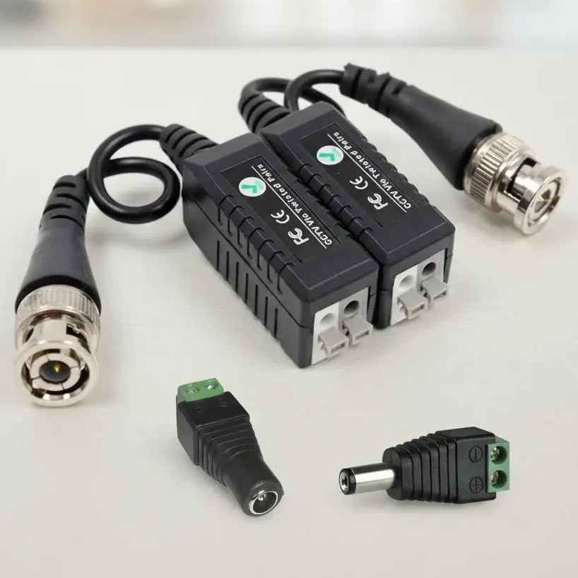 Pack Par Balun + Plug Macho + Hembra Camara Cctv Utp