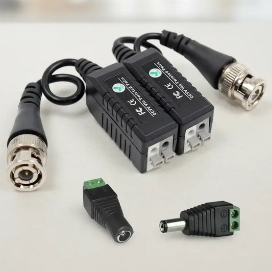 Pack Par Balun + Plug Macho + Hembra Camara Cctv Utp