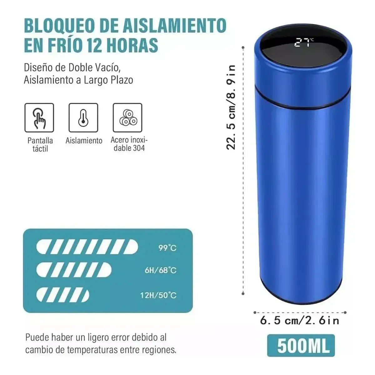 Vaso Termo Inteligente Sensor Digital Temperatura 500ml